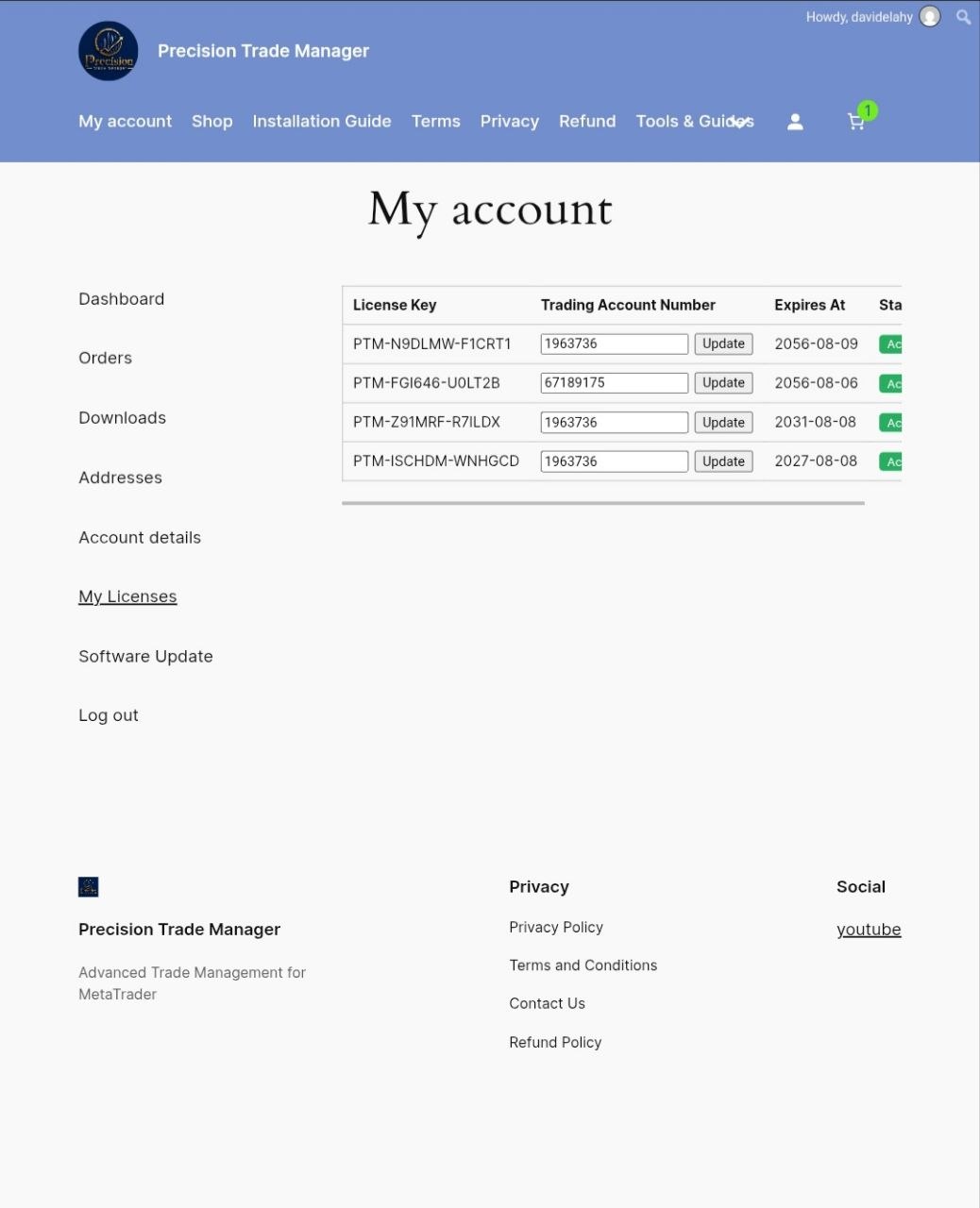 Trade Manager MT5 MT4 License Management