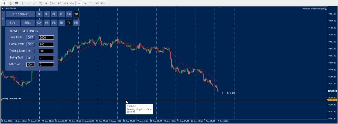 Swing Trail Mode in Trade Settings Panel